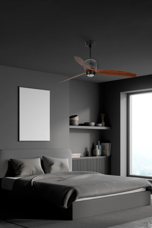 DECO FAN M Ventilador de techo negro/nogal 3000K