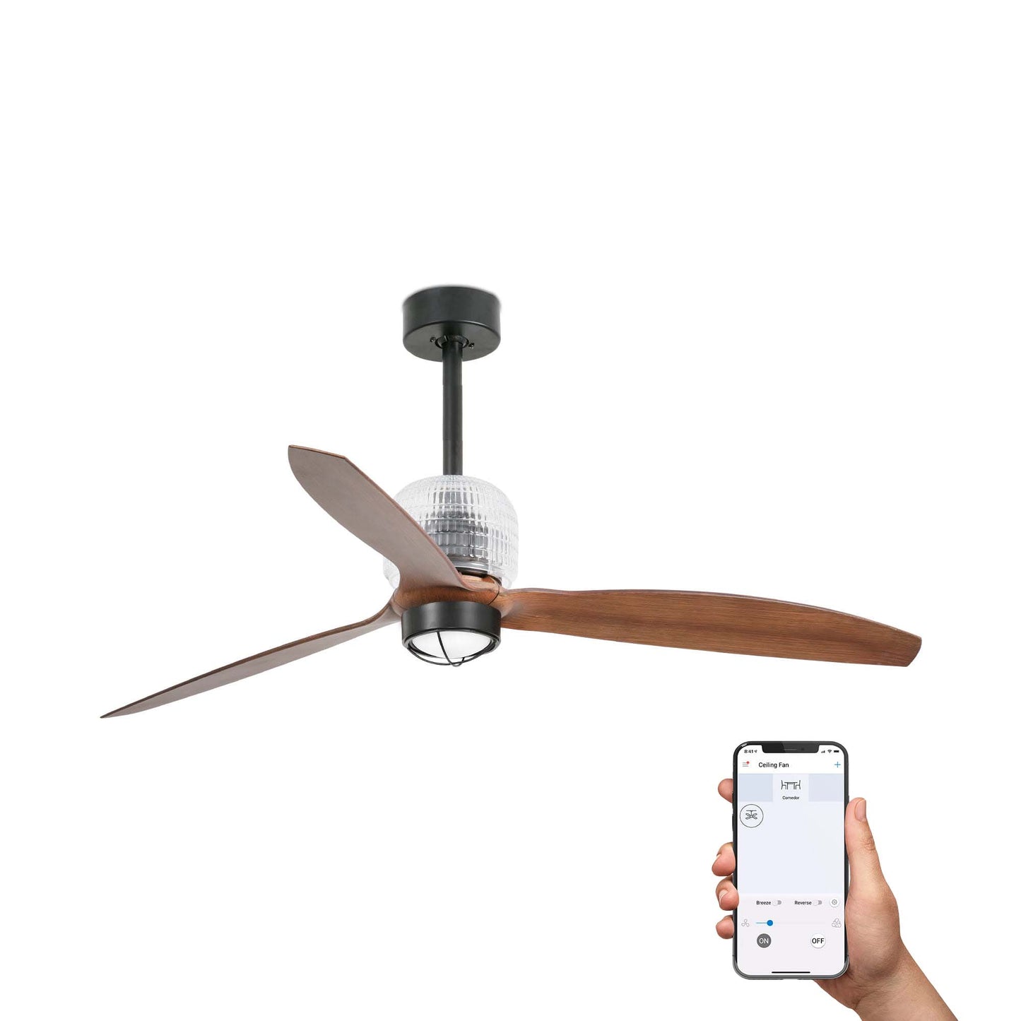 DECO FAN M Must/pähkel ventilaator 3000K TUYA