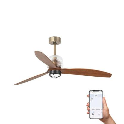 DECO FAN M Vana kuld/pähkel ventilaator 3000K TUYA