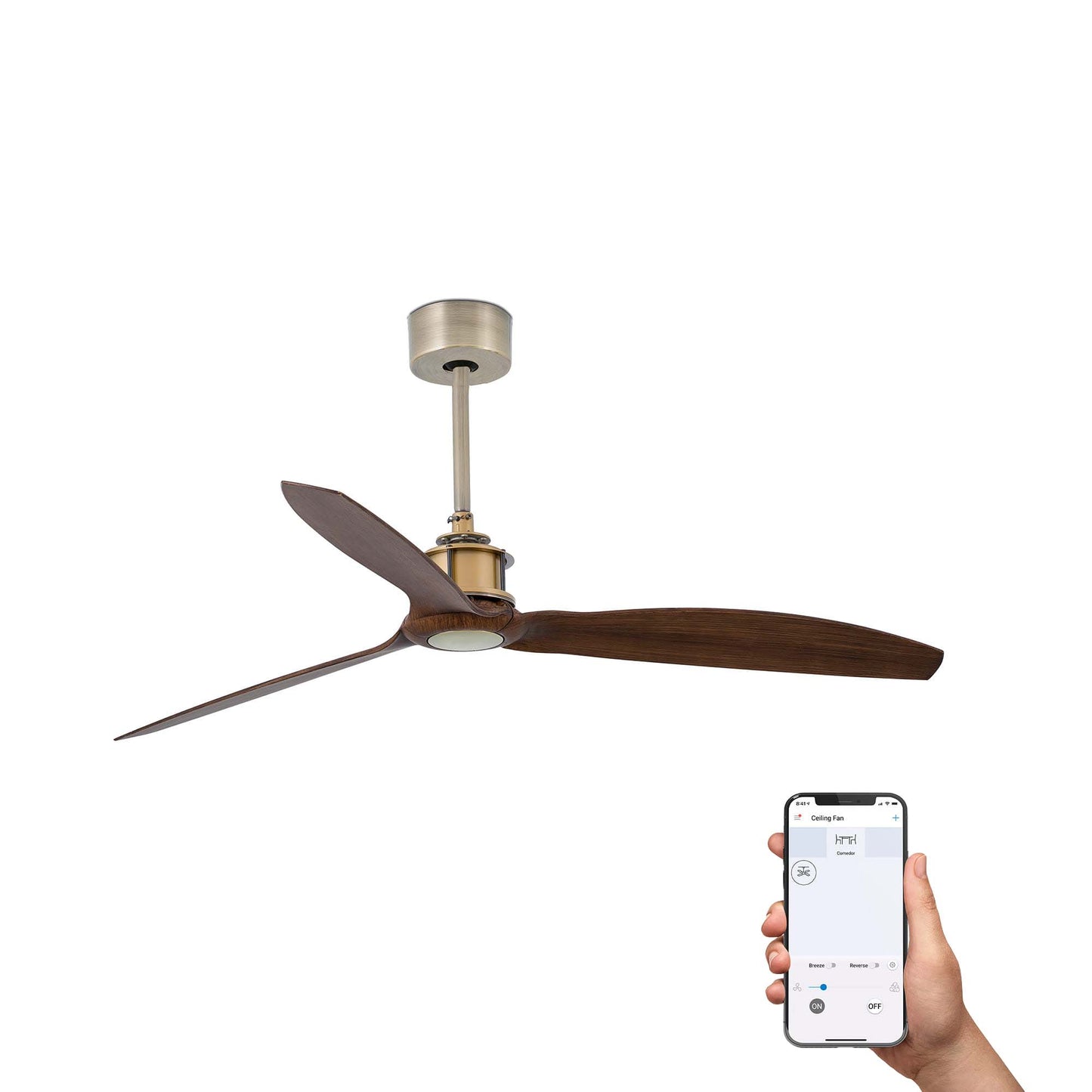 JUST FAN M Kuldkollane/pähkel ventilaator TUYA