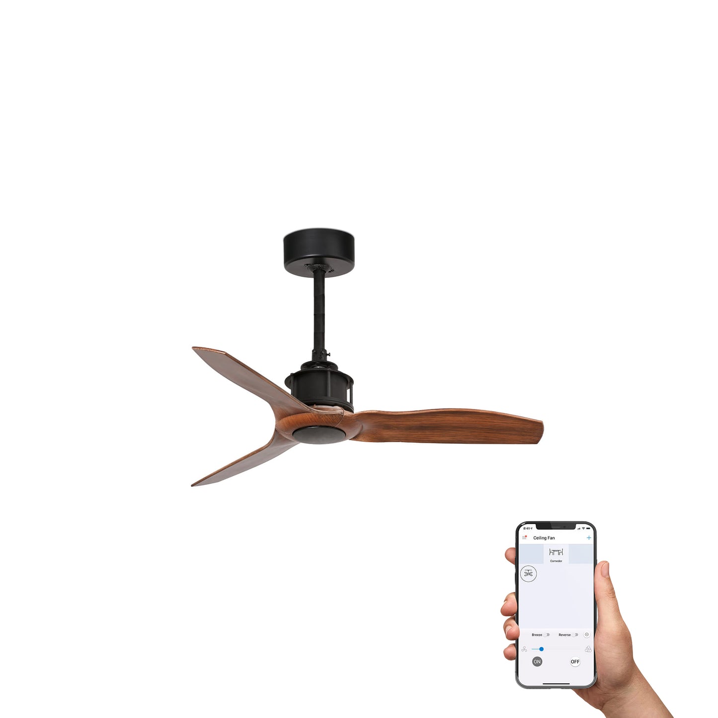 JUST FAN S musta/pähklipuidust ventilaator TUYA
