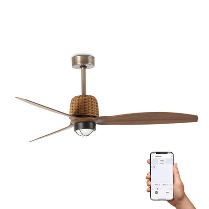 WEAVER M LED kuldne/pähkel ventilaator 3000K TUYA