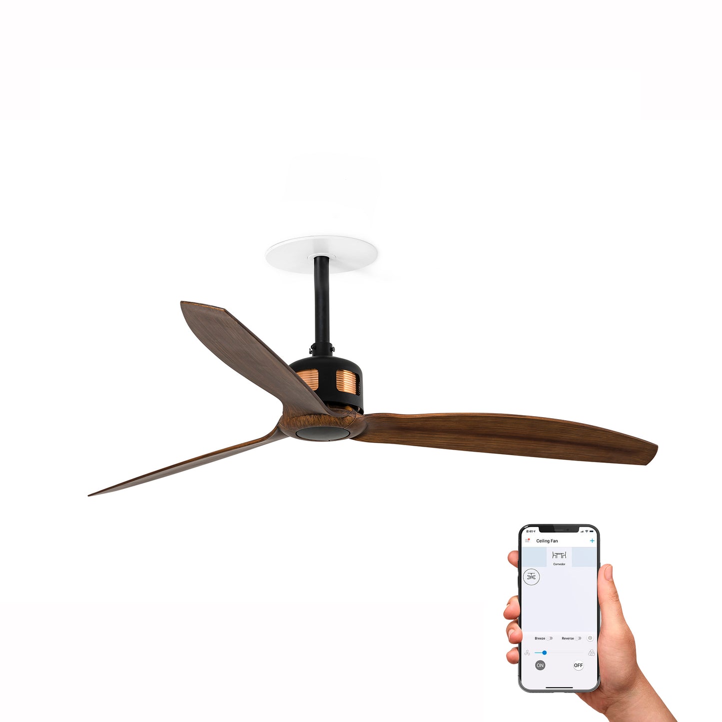 COPPER FAN RECESSED M must Black/walnut fan Wall Control 2700K SWT TUYA 110V 1-10V
