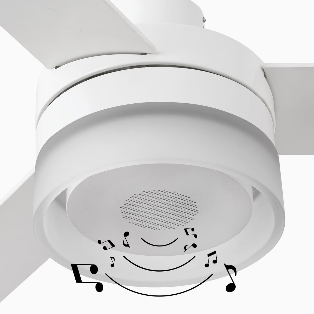 Takfläkt i isvit med Bluetooth-högtalare och belysning 1320mm