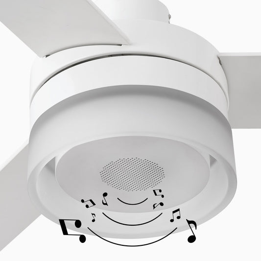 Takfläkt i isvit med Bluetooth-högtalare och belysning 1320mm