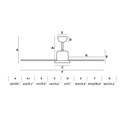 110V ANDROS XXL Ø2130MM BLANCO 6 PALAS