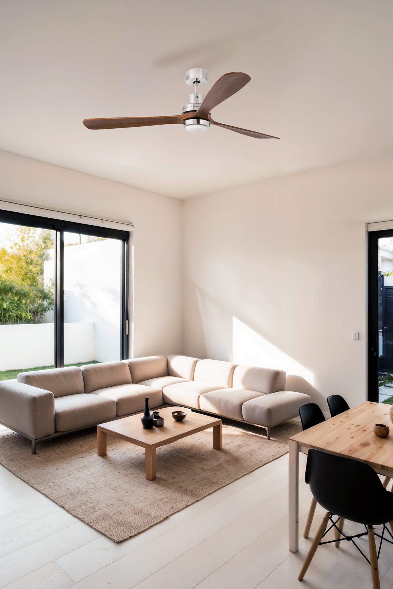 LANTAU XL LED Matt nikkel/pähkel ventilaator