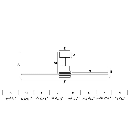 Ceiling fan without light 110V LANTAU XL Ø1680 NIQ SAT 3 BLADES WALNUT
