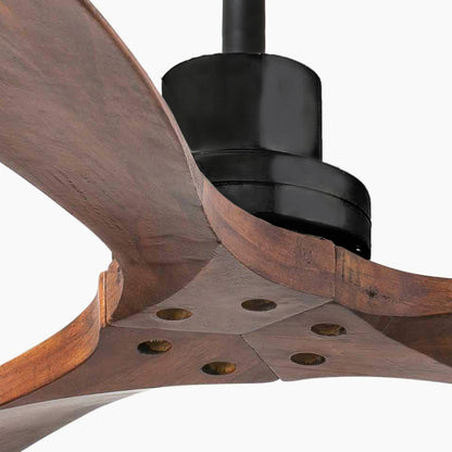 Ventilateur de plafond sans éclairage LANTAU L DC Ø1320 NOIR MAT 3 PALES NOYER