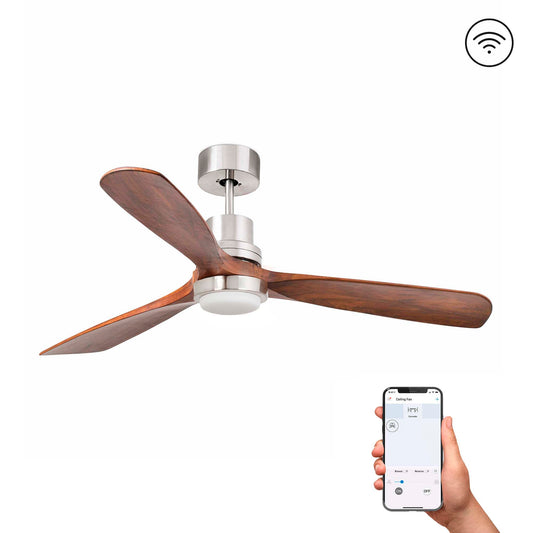 LANTAU L LED Matt nikkel/pähkel ventilaator TUYA