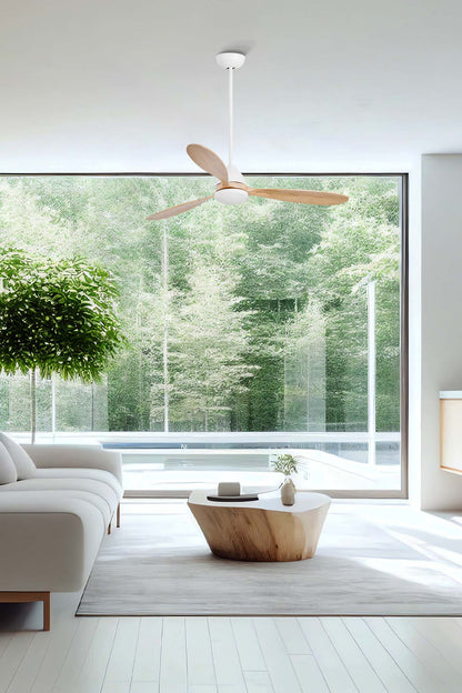 POROS L LED valge/männipuidust ventilaator