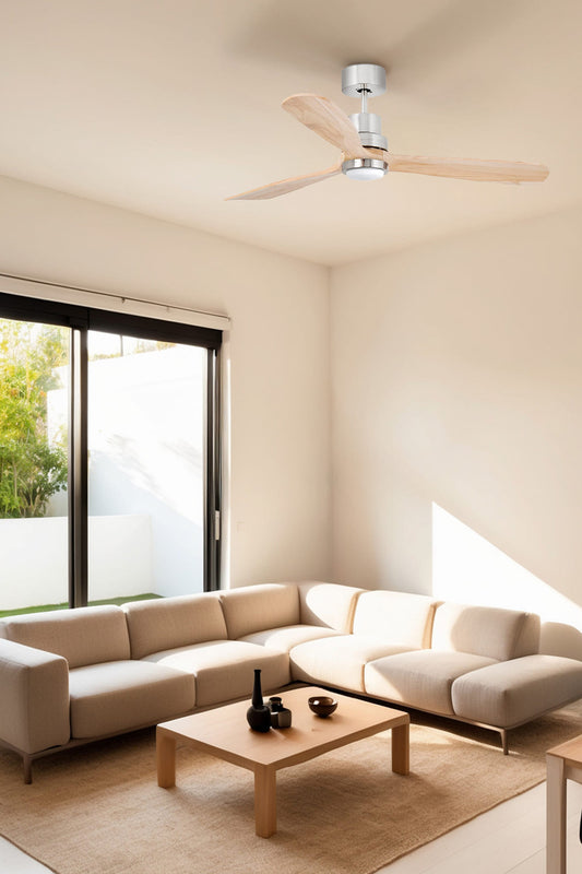 Ventilador de techo LED LANTAU L níquel mate/pino 3000K TUYA