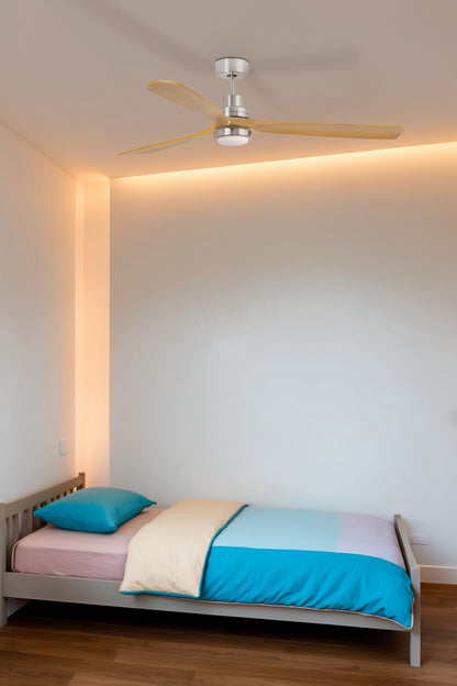LANTAU L LED Matt nikkel/männipuidust ventilaator