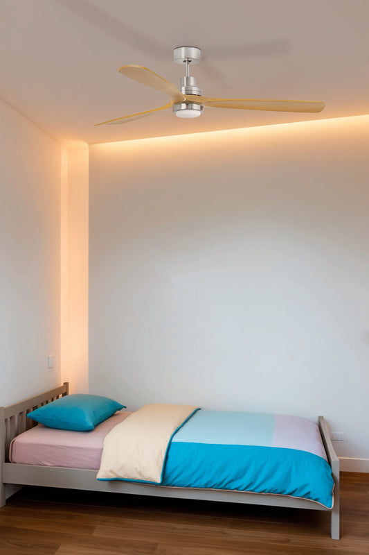 Ventilador de techo LANTAU L LED níquel mate/pino 3000K