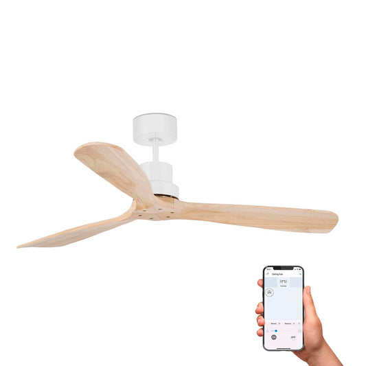 LANTAU L valge/männipuidust ventilaator TUYA