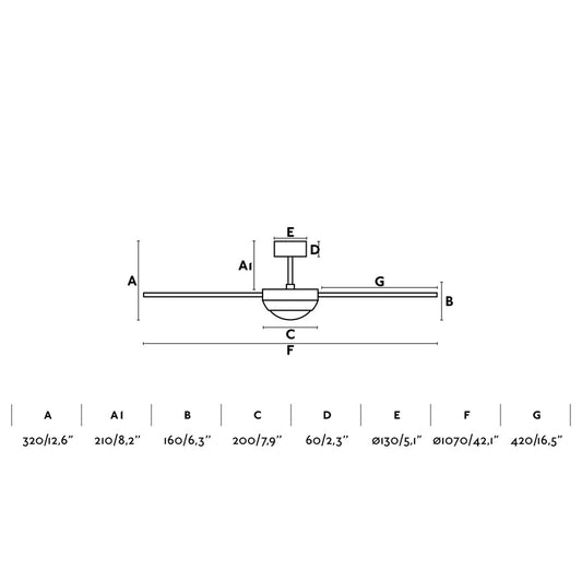 Ceiling fan with light 110V FEROE Ø106 CMS BRUSHED NICKEL E14 40W