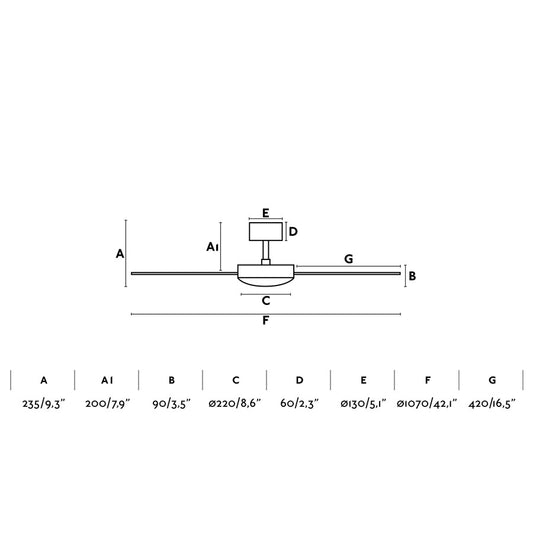 Ceiling fan without light 110V MINI MALLORCA Ø1060 MM MATT NICKEL 3 BLADES