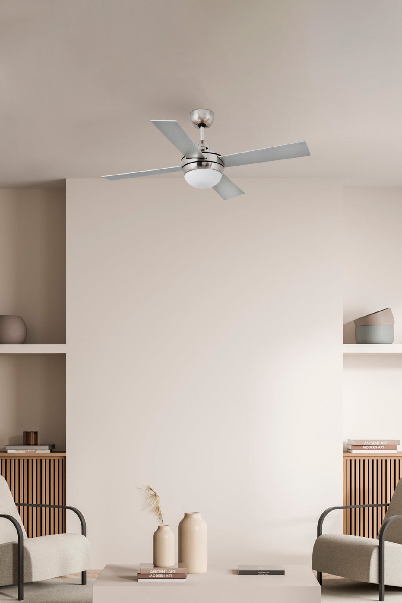 110V MINI ICARIA Ø106 NIQUEL MATE 2XE14 20W 4 PALA