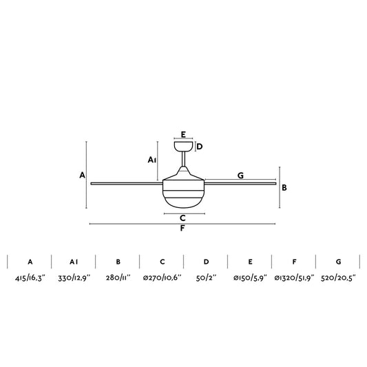 Ceiling fan with light 110V ICARIA Ø1320MM BROWN 4 BLADE 2xE27