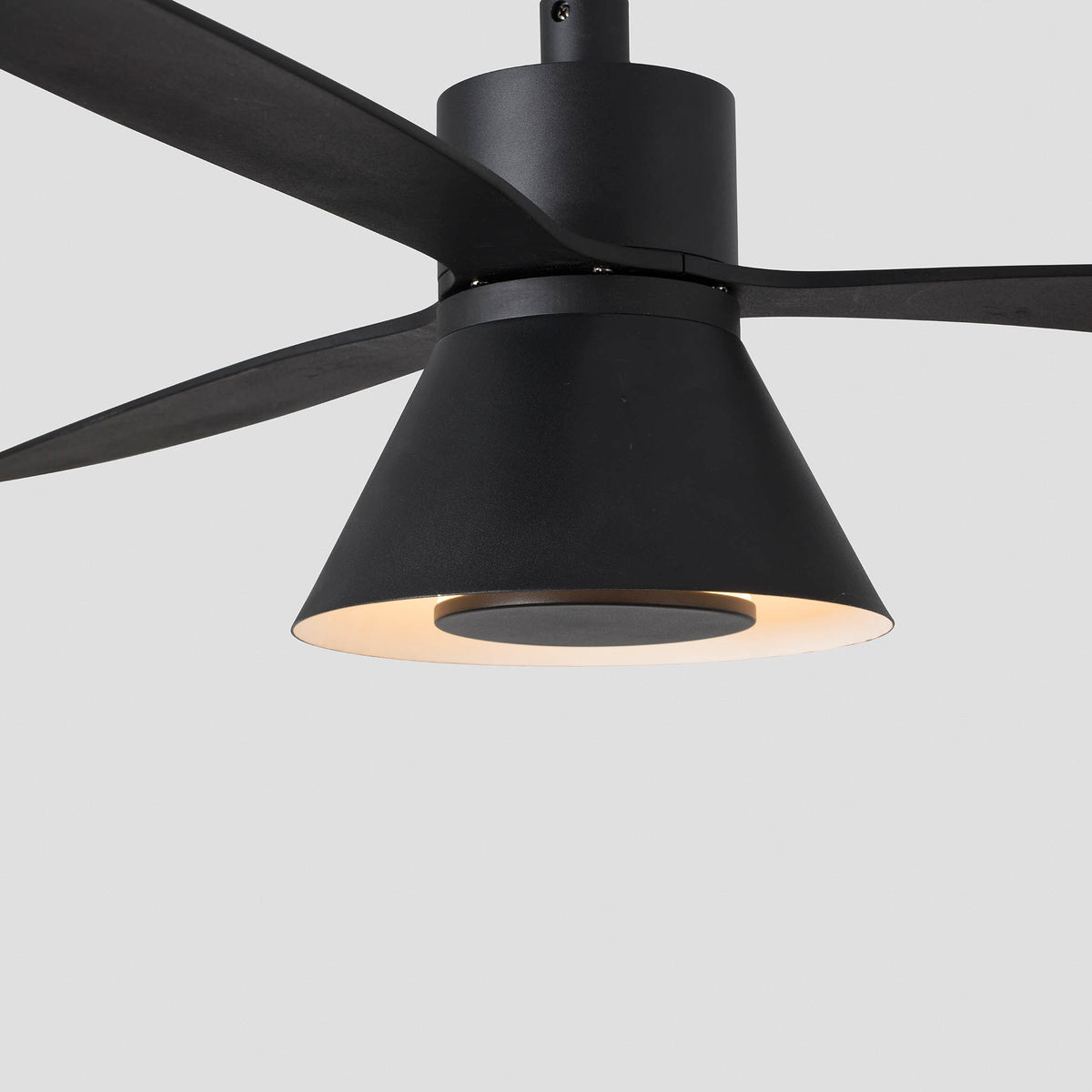 Ceiling fan with light AMELIA Ø1320 BLACK 3P CONE CCT