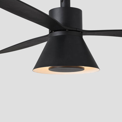 Ceiling fan with light AMELIA Ø1320 BLACK 3P CONE CCT