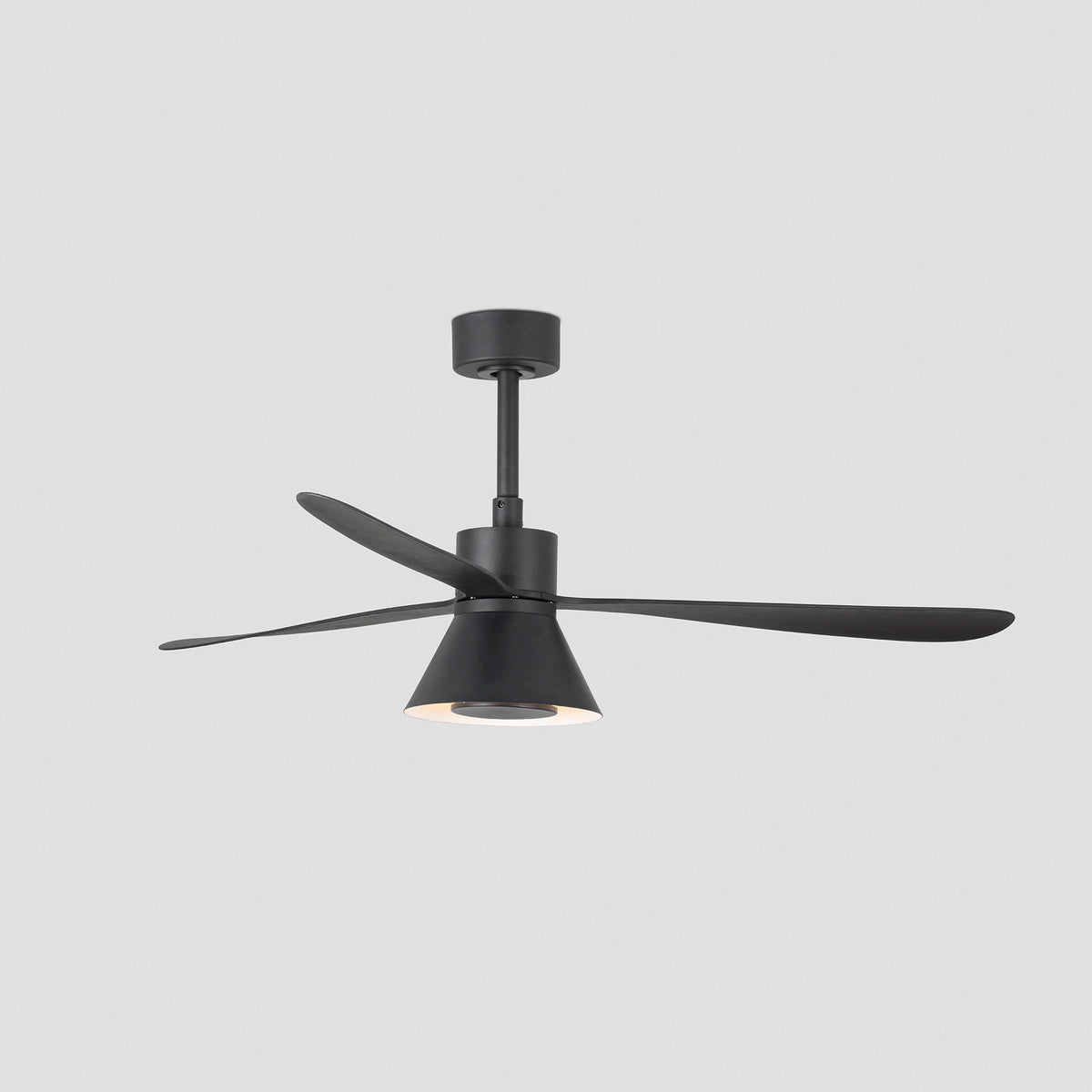 Ceiling fan with light AMELIA Ø1320 BLACK 3P CONE CCT