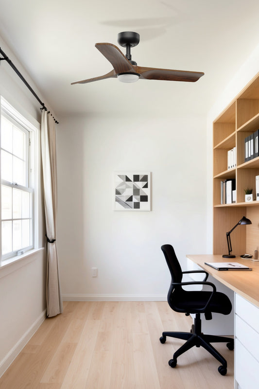 Ventilador de techo con LED HEYWOOD negro/nogal 10W SWT