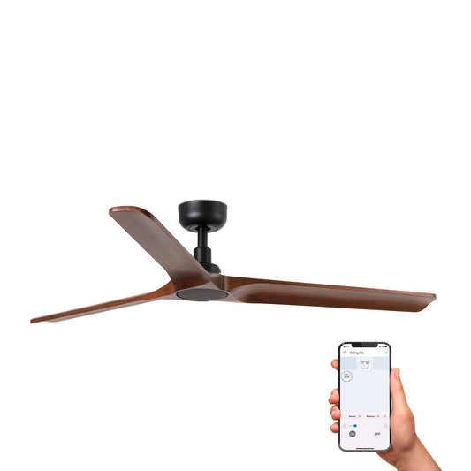 HEYWOOD L musta/pähklipuidu tooni ventilaator TUYA