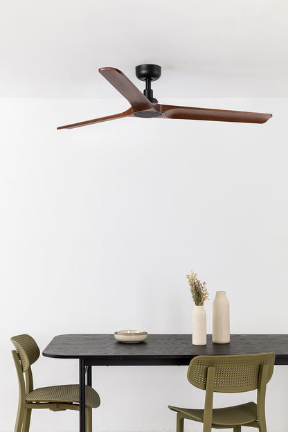 HEYWOOD L musta/pähklipuidu tooni ventilaator TUYA