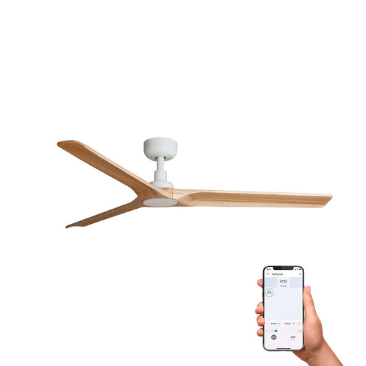 HEYWOOD L Valge/männipuu ventilaator TUYA