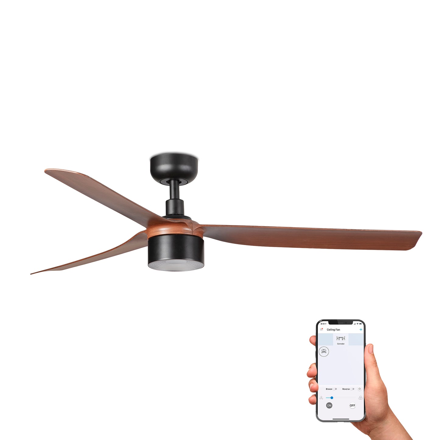 PUNT TEK M Black/walnut fan 4000K TUYA