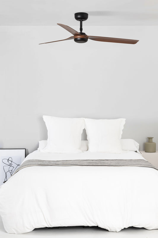 Ceiling fan without light PUNT Ø1300MM BLACK 3 BLADES WALNUT