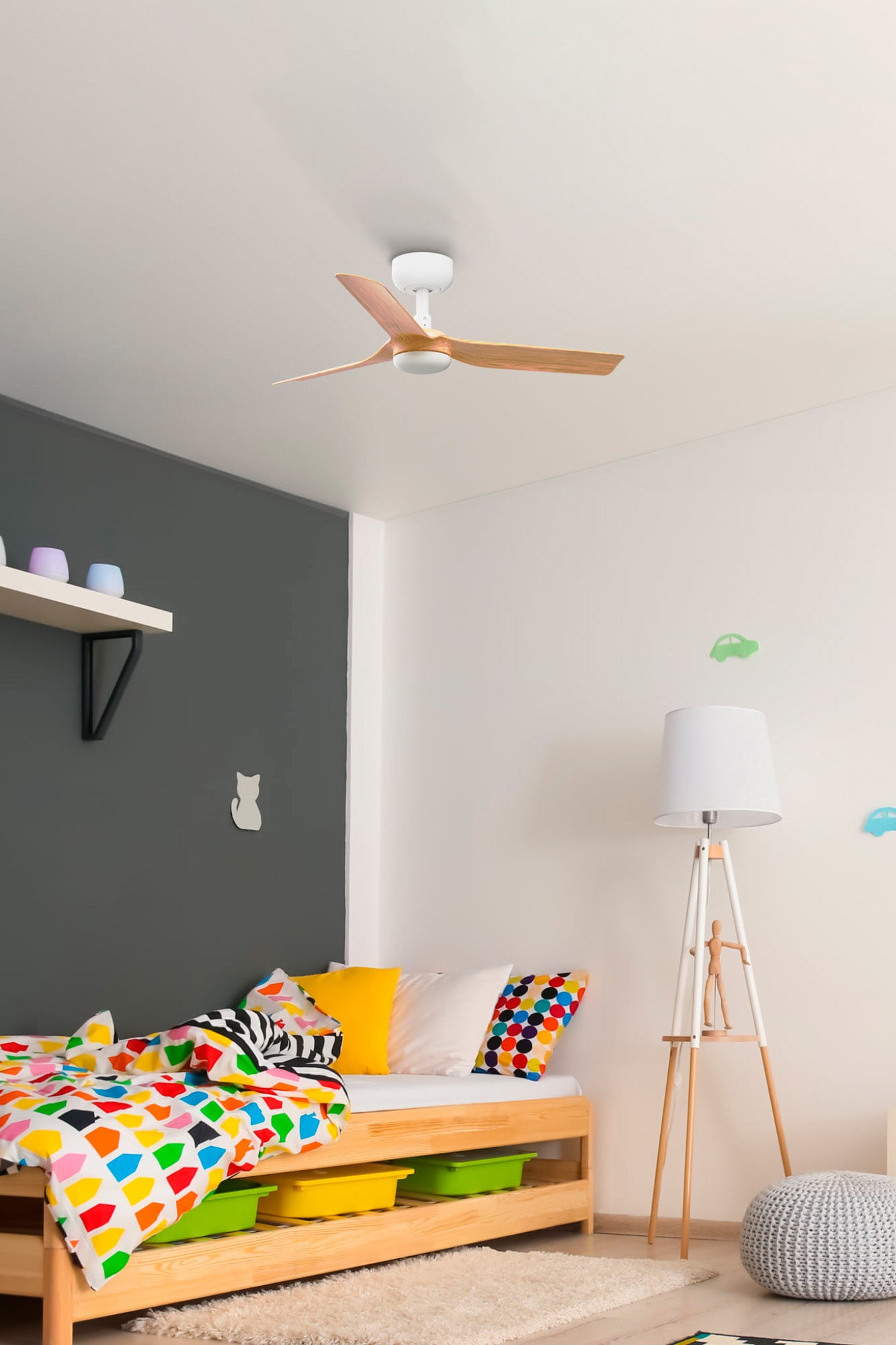 MINI PUNT S Valge/hele puidust ventilaator