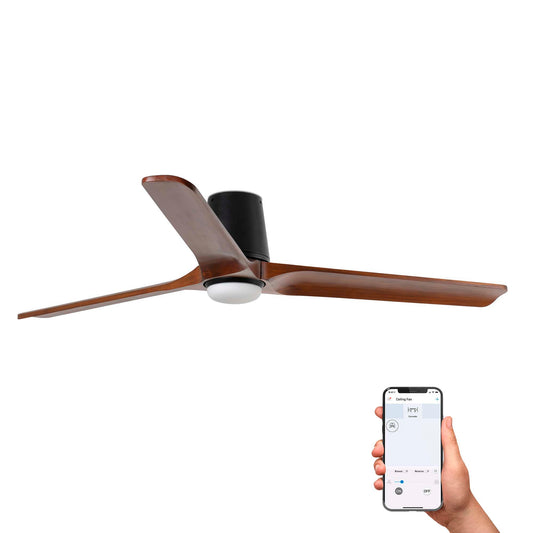 HEYWOOD TUB LED L must/pähkel ventilaator TUYA