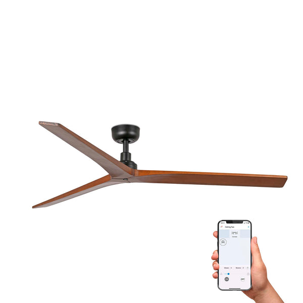 Deckenventilator ohne Licht KLIM L Ø1500MM SCHWARZ, 3 FLÜGEL, DUNKLE WALNUSS TUYA
