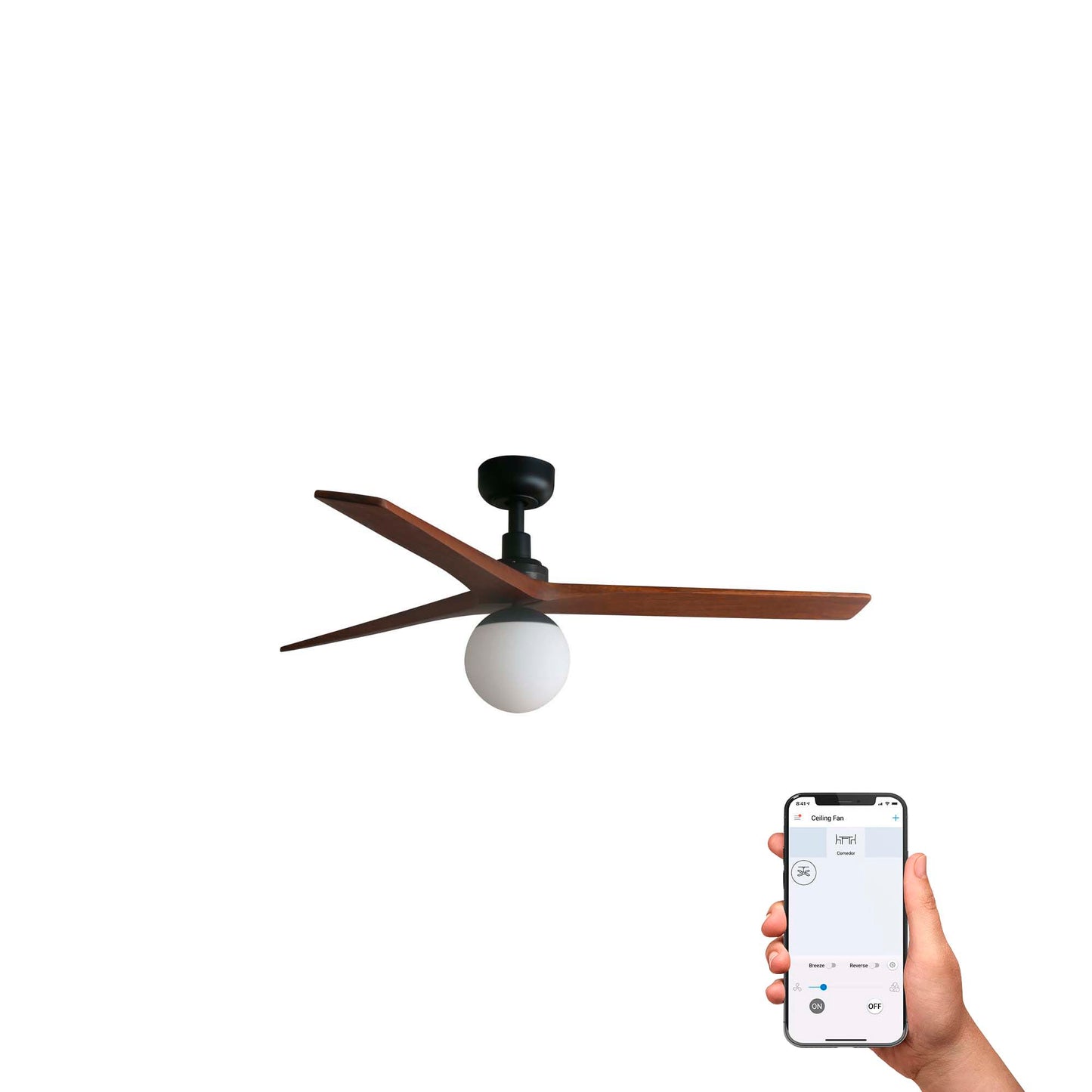 KLIM M Black/walnut fan E27 TUYA