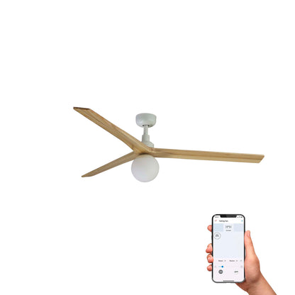 KLIM L valge/männipuit ventilaator E27 TUYA