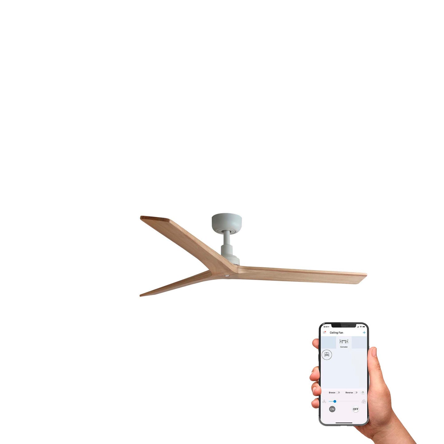 KLIM M valge/männipuidu ventilaator TUYA