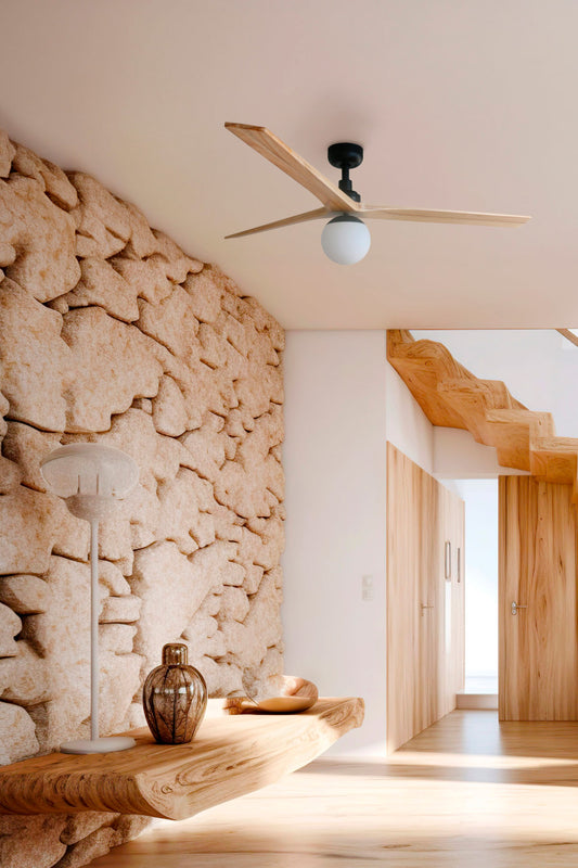 Ceiling fan with light KLIM M Ø1250 BLACK 3P PINE 1XE27 TUYA