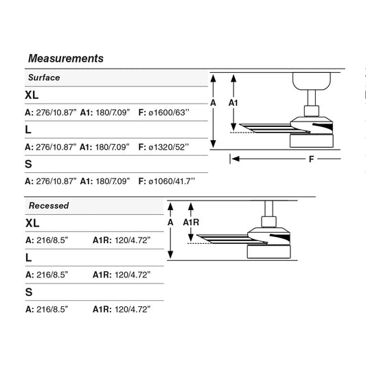 CRUISER RECESSED L Ventilador de techo LED negro/aluminio 20W SWT Mando de pared blanco