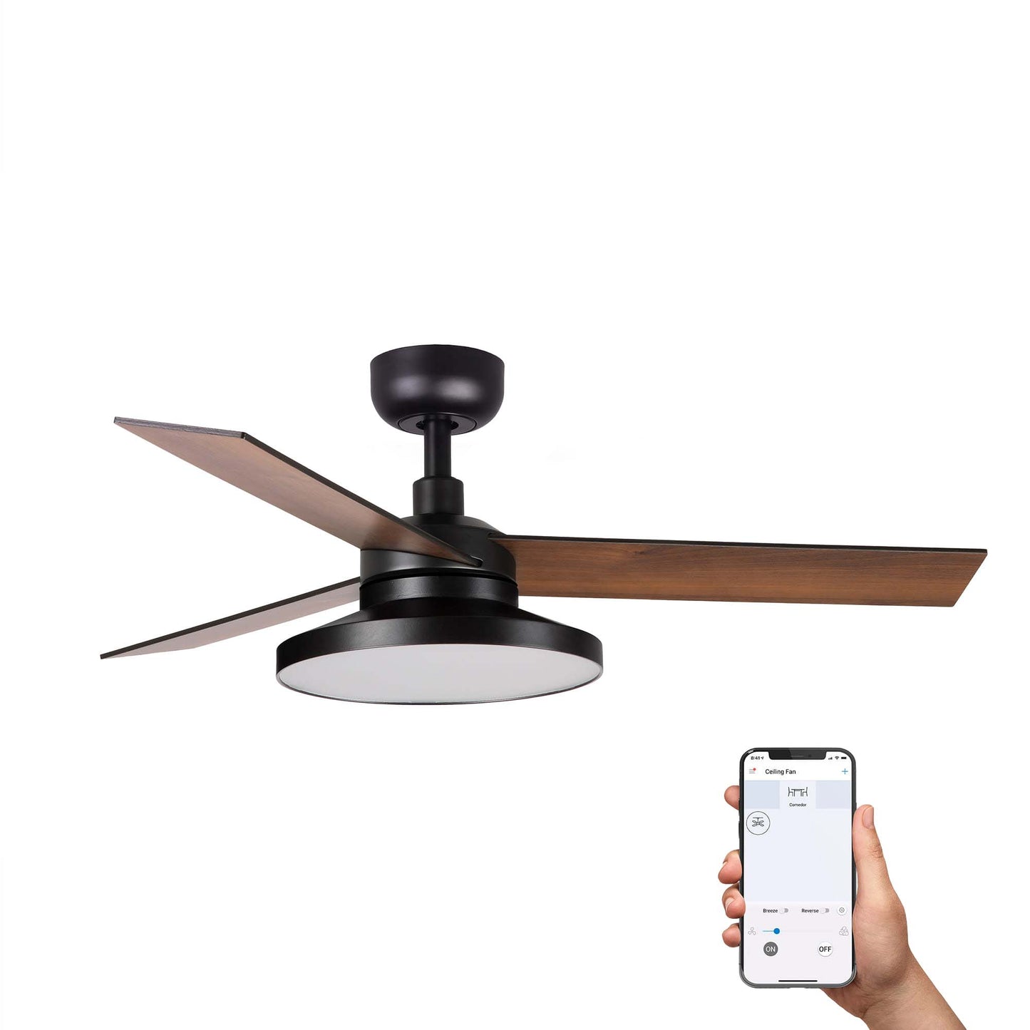 RUDDER TAK 4 S Black/walnut fan 3000K TUYA