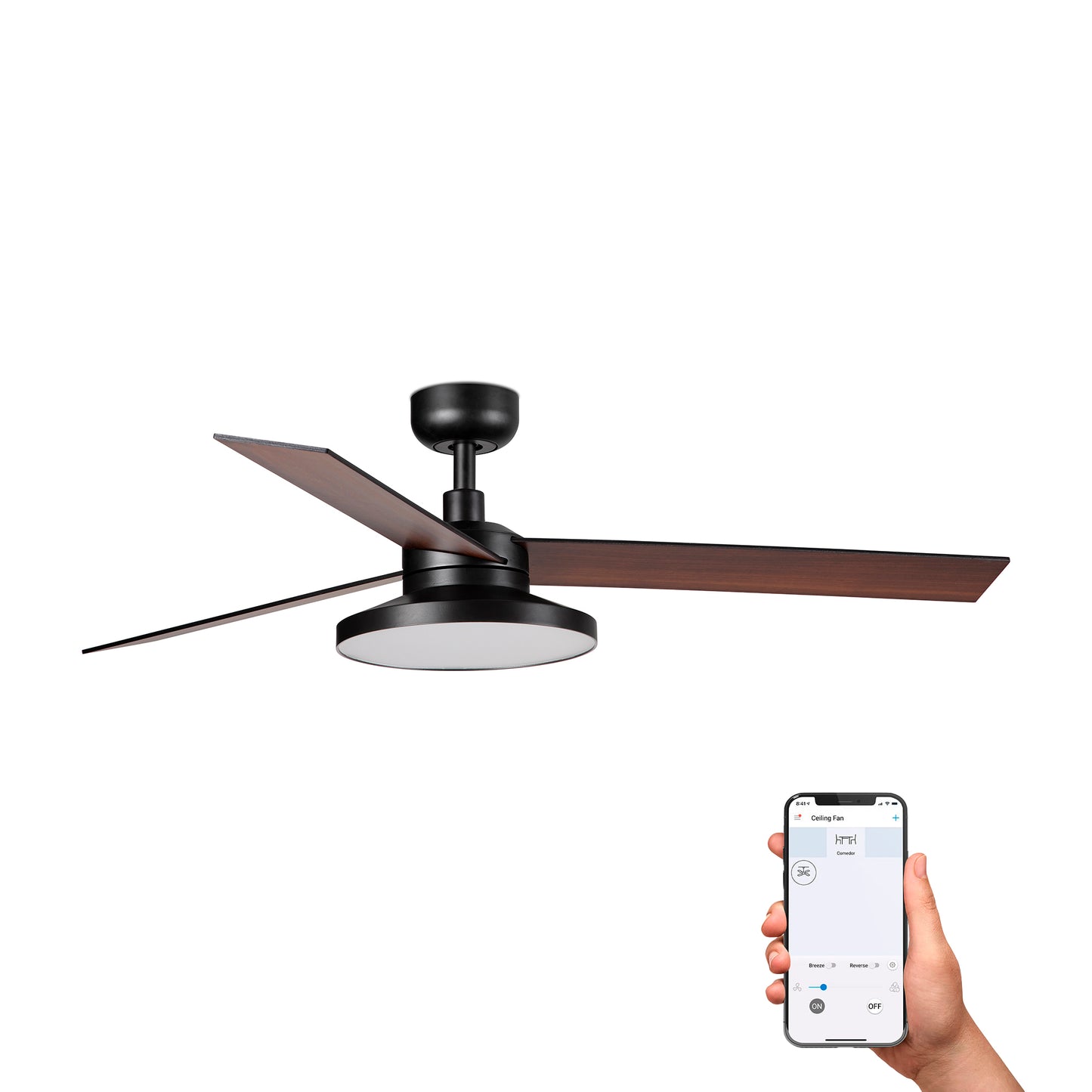 RUDDER TAK 3 L Black/walnut fan 2700K TUYA