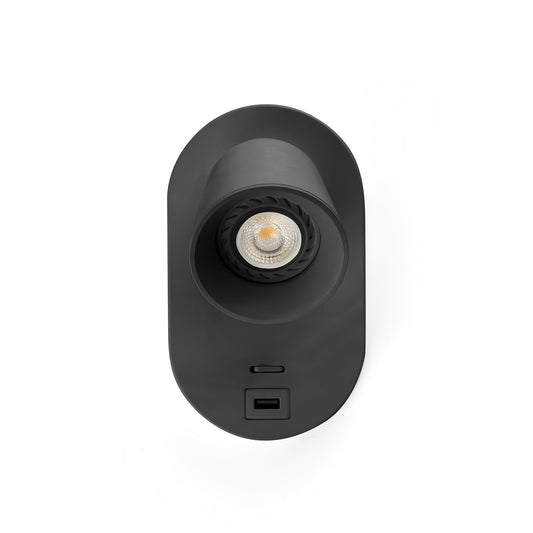 Wall light CORB LAMP BLACK GU10 + USB C