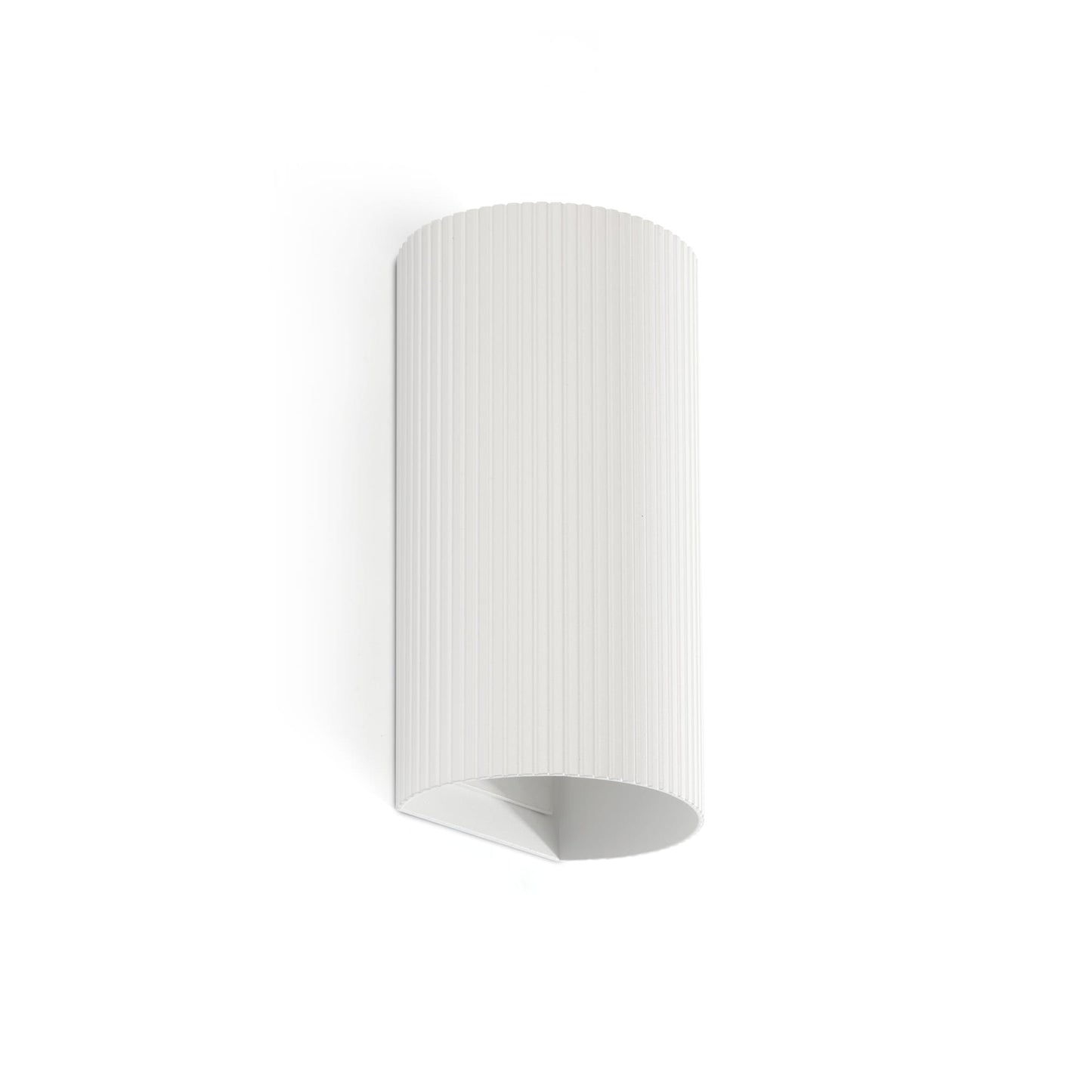 SOLE 2L White round wall lamp fluted