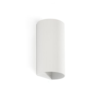 SOLE 2L White round wall lamp fluted