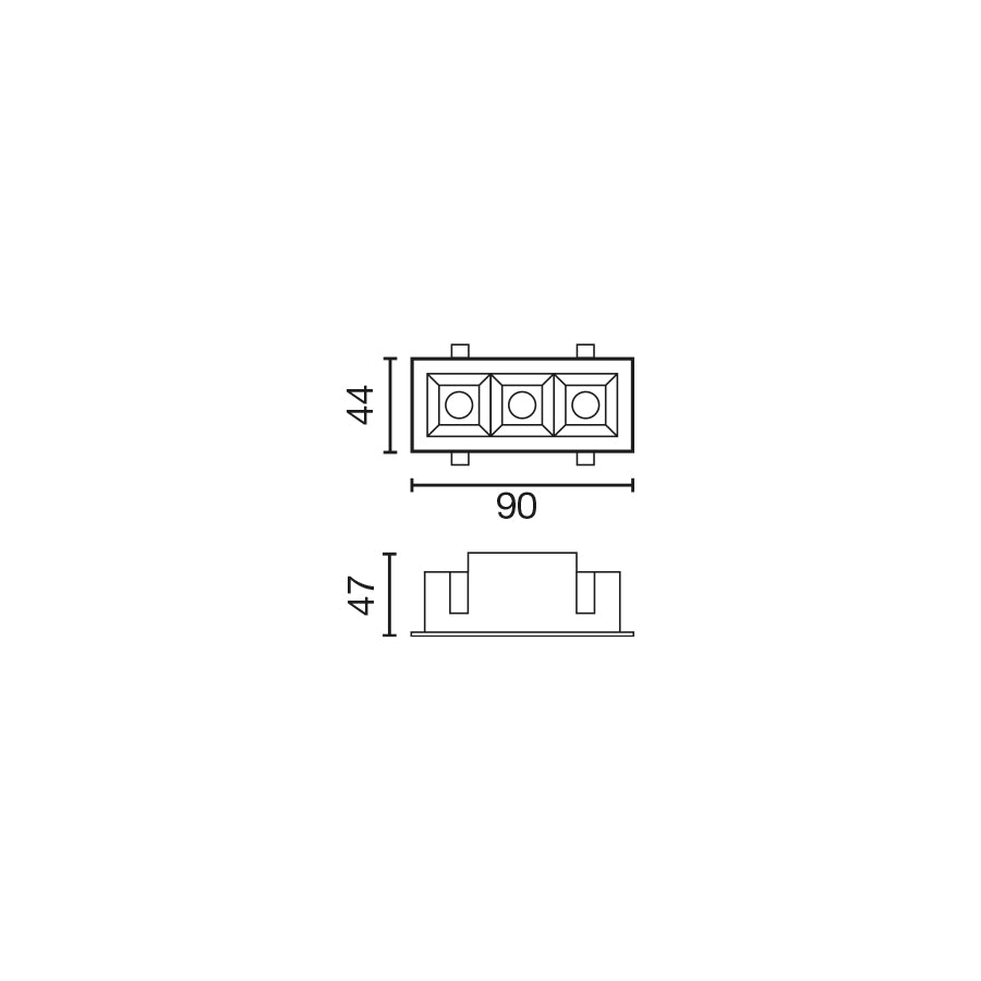 TROOP recessed black-white 3x2W 48° 4000K CRI90