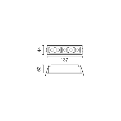 TROOP recessed black-gold 5x2W 15° 2700K CRI90