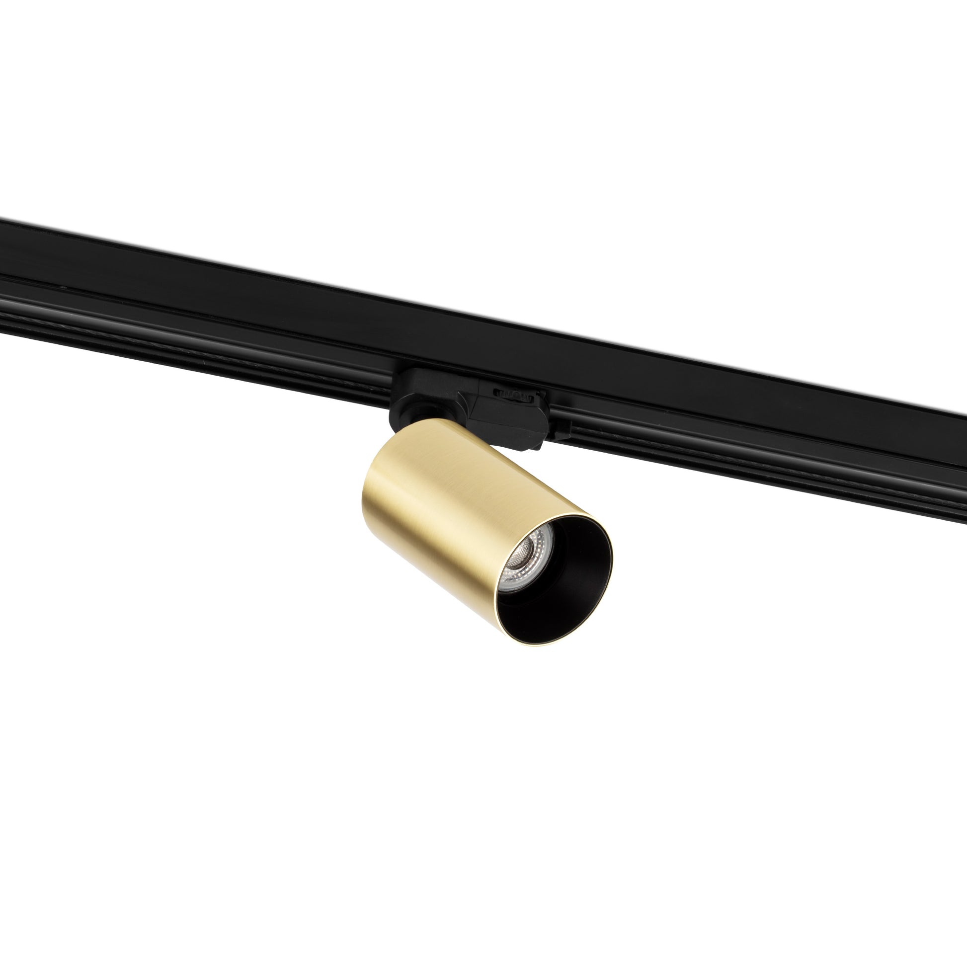 STAN is a satin gold track spotlight designed for spaces where it is necessary to incorporate a point of light.