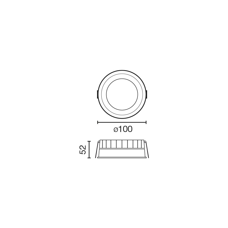 CROC recessed white 9W Ø100 90° 2700K CRI90