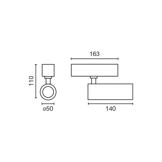 Floodlight NESO HOLE-10W 3000K 18 DEGREES BLACK DALI